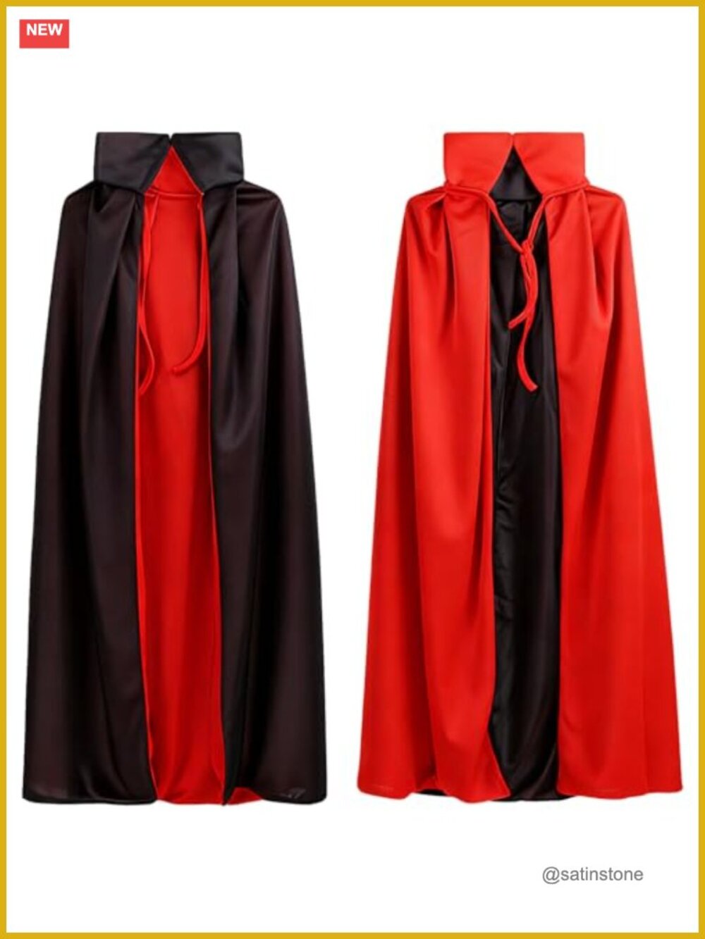 Unisex Reversible Halloween Cape Vampire Witch Cosplay Robe One Size